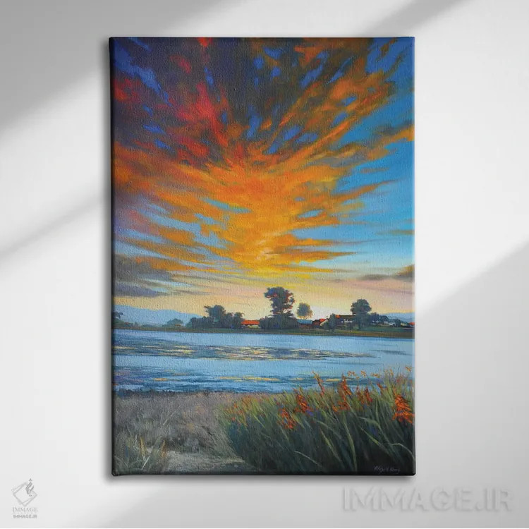 تابلو دکوراتیو غروب خورشید اثر مانسونگ کانگ - نمای روبهرو روی دیوار