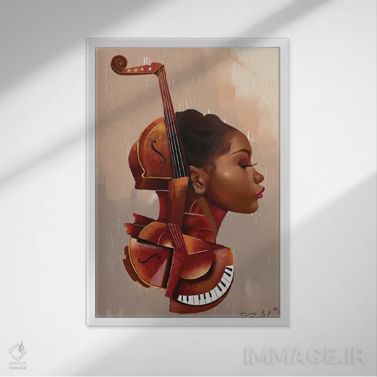 تابلو دکوراتیو جاذبه آمانتی اثر سلام محمد - نمای قابدار سفید