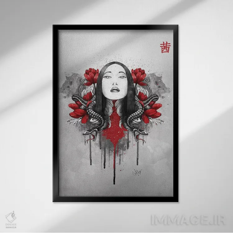 تابلو دکوراتیو آکانه اثر مارین لوپ - نمای قابدار مشکی