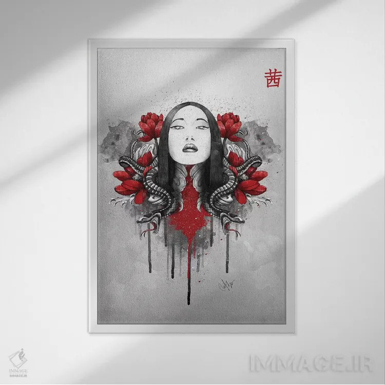 تابلو دکوراتیو آکانه اثر مارین لوپ - نمای قابدار سفید