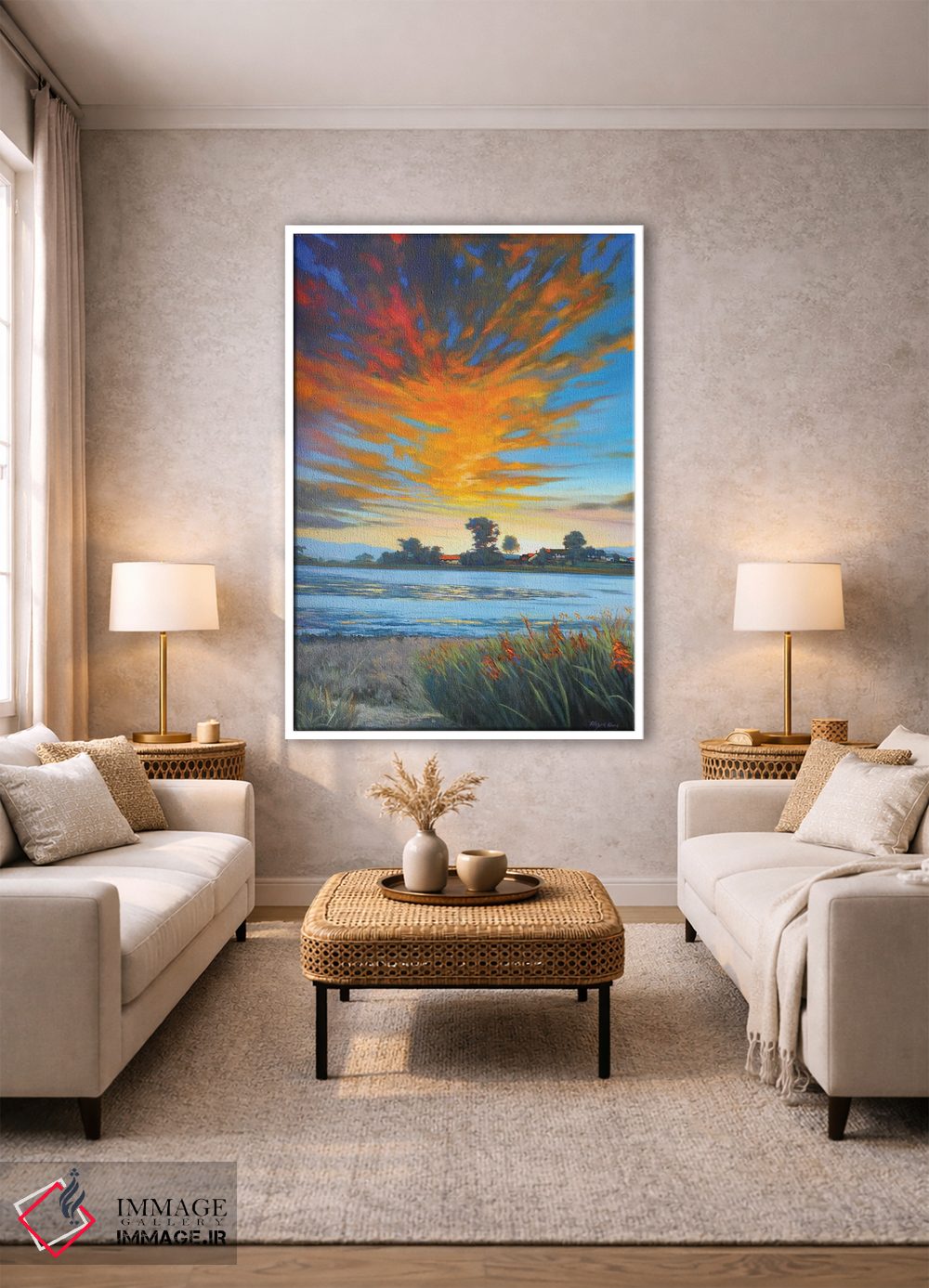 تابلو دکوراتیو غروب خورشید اثر مانسونگ کانگ - D1W
