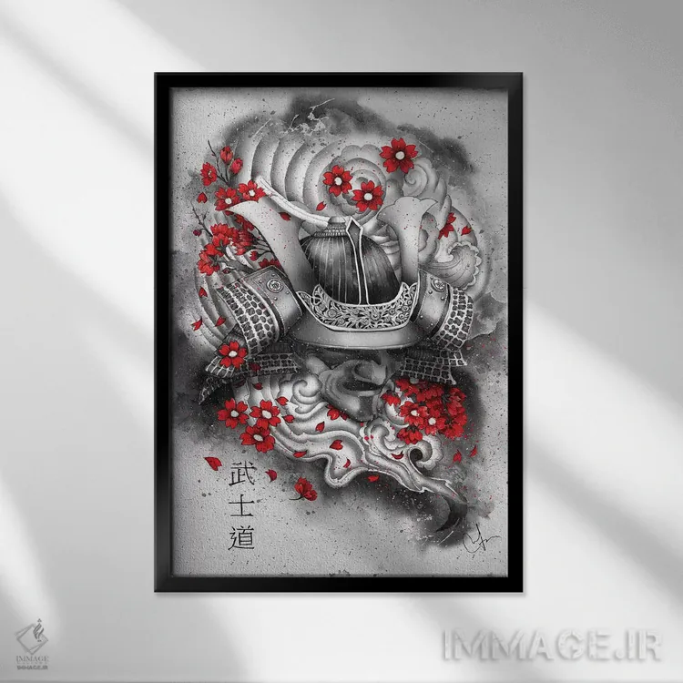 تابلو دکوراتیو بوشیدو اثر مارین لوپ - نمای قابدار مشکی