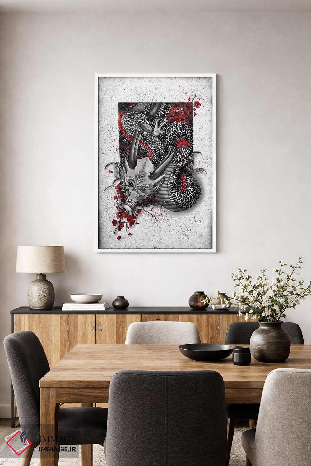 تابلو دکوراتیو اژدهای سیاه اثر مارین لوپ - D3W