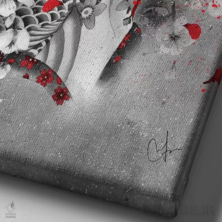 تابلو دکوراتیو چیهارو اثر مارین لوپ - نمای نزدیک بافت بوم