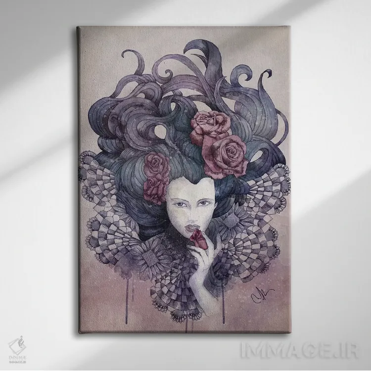 تابلو دکوراتیو چشمان نیلی اثر مارین لوپ - نمای روبهرو روی دیوار