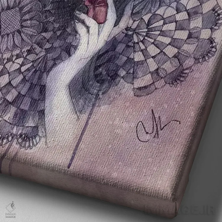 تابلو دکوراتیو چشمان نیلی اثر مارین لوپ - نمای نزدیک بافت بوم