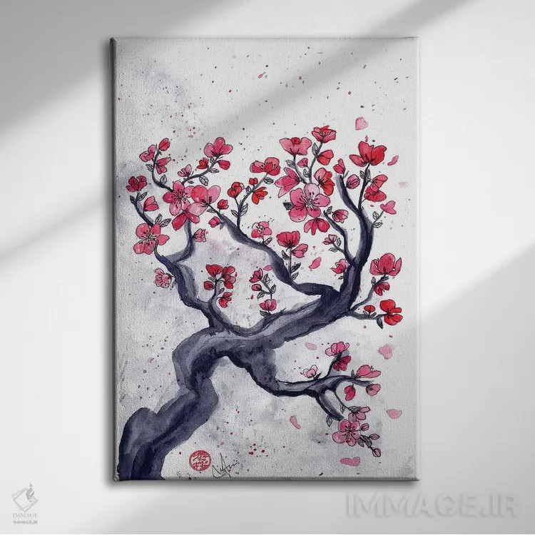 تابلو دکوراتیو آلو ژاپنی اثر مارین لوپ - نمای روبهرو روی دیوار