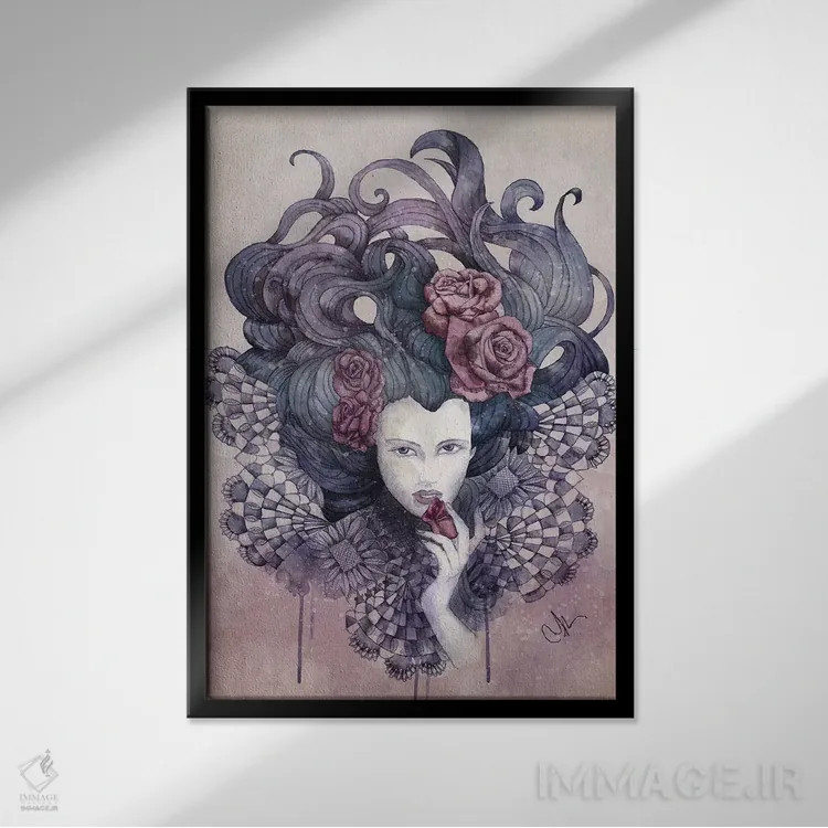 تابلو دکوراتیو چشمان نیلی اثر مارین لوپ - نمای قابدار مشکی