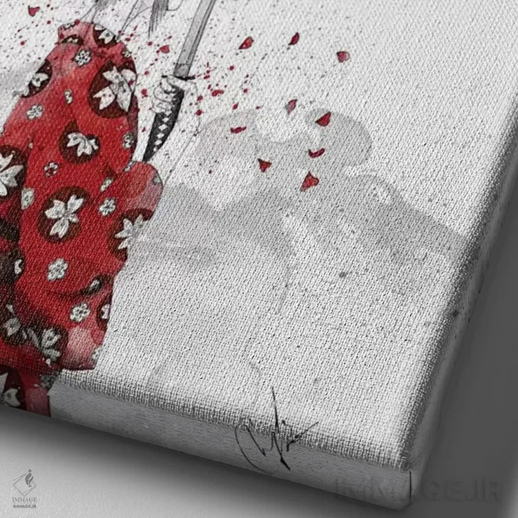 تابلو دکوراتیو شعر ژاپنی اثر مارین لوپ - نمای نزدیک بافت بوم