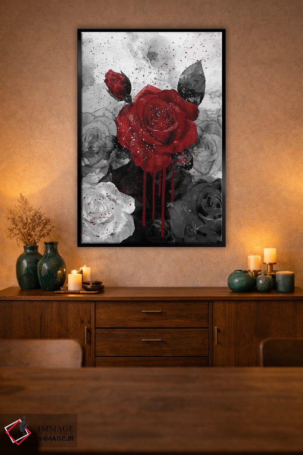 تابلو دکوراتیو قرمز پررنگ اثر مارین لوپ - D2B