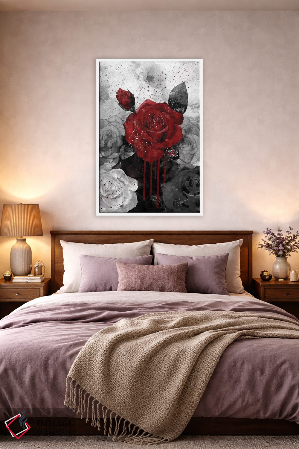 تابلو دکوراتیو قرمز پررنگ اثر مارین لوپ - D3W