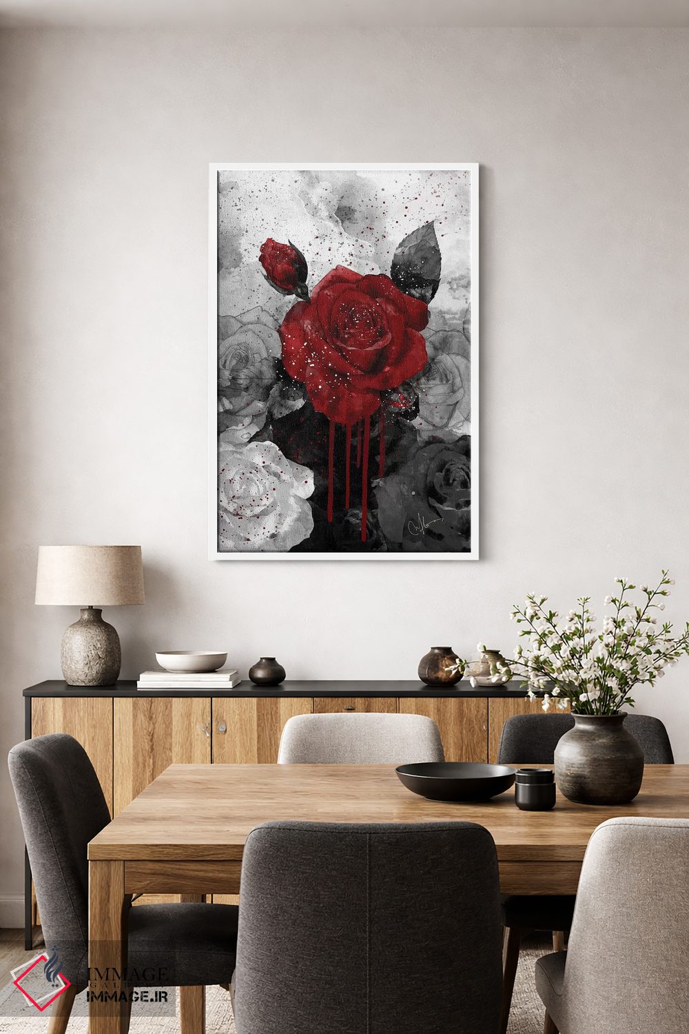 تابلو دکوراتیو قرمز پررنگ اثر مارین لوپ - D4W
