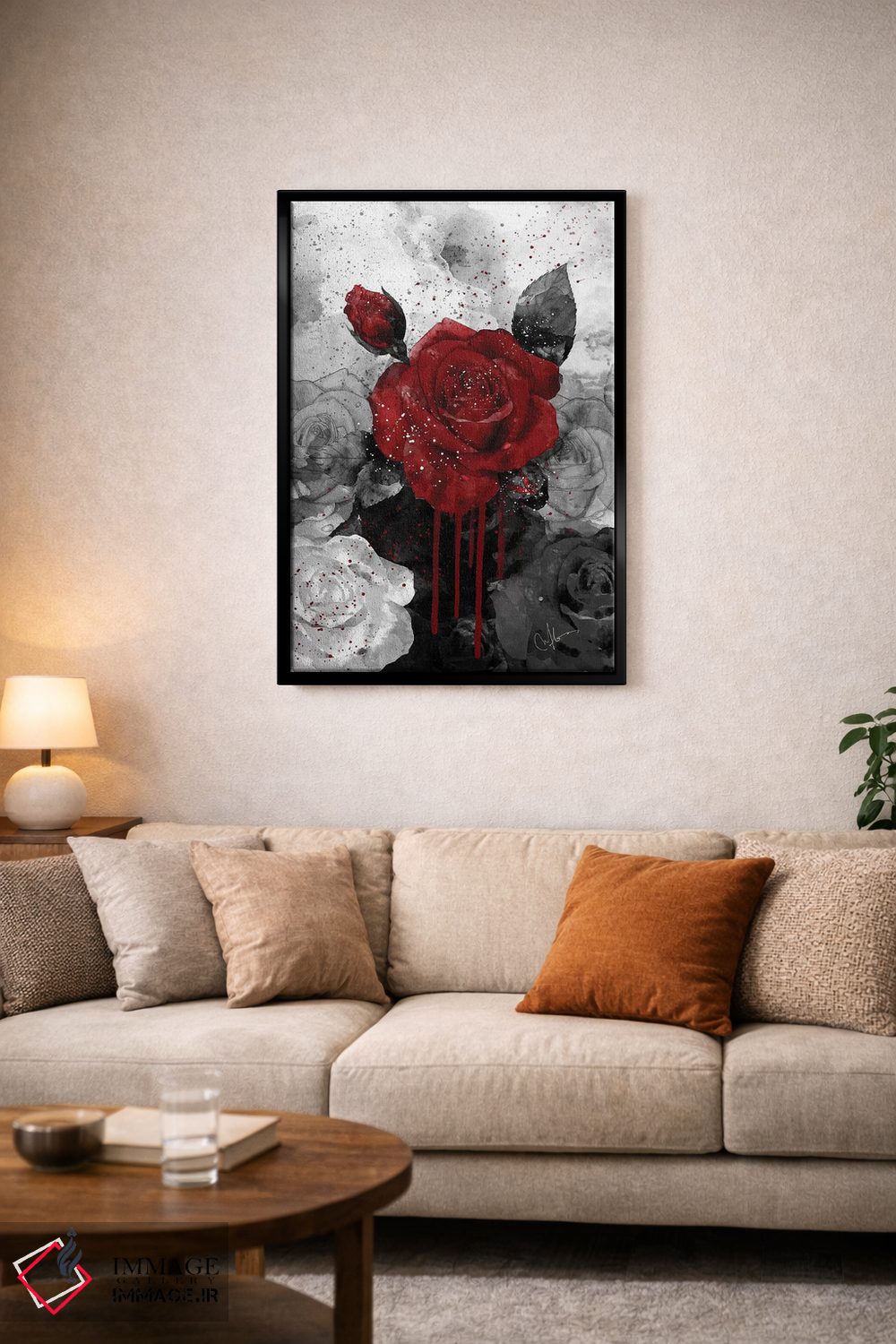 تابلو دکوراتیو قرمز پررنگ اثر مارین لوپ - D5B