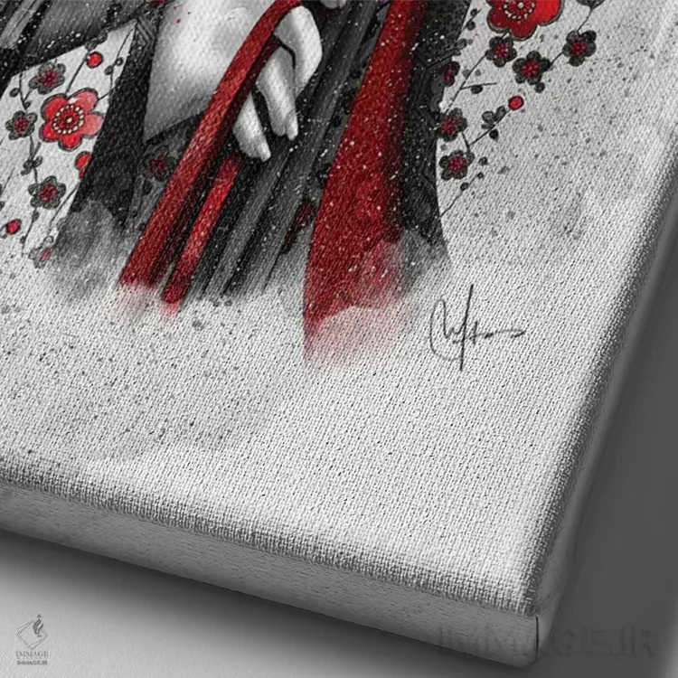 تابلو دکوراتیو کاتسومی اثر مارین لوپ - نمای نزدیک بافت بوم