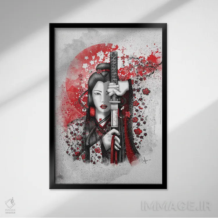 تابلو دکوراتیو کاتسومی اثر مارین لوپ - نمای قابدار مشکی