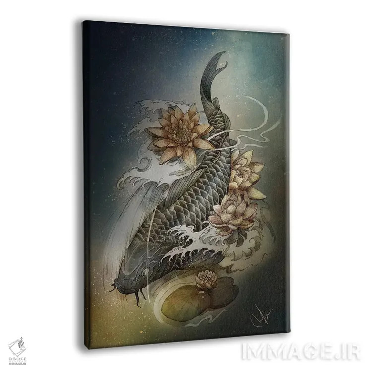 تابلو دکوراتیو کوی و لوتوس اثر مارین لوپ - نمای پرسپکتیو محصول