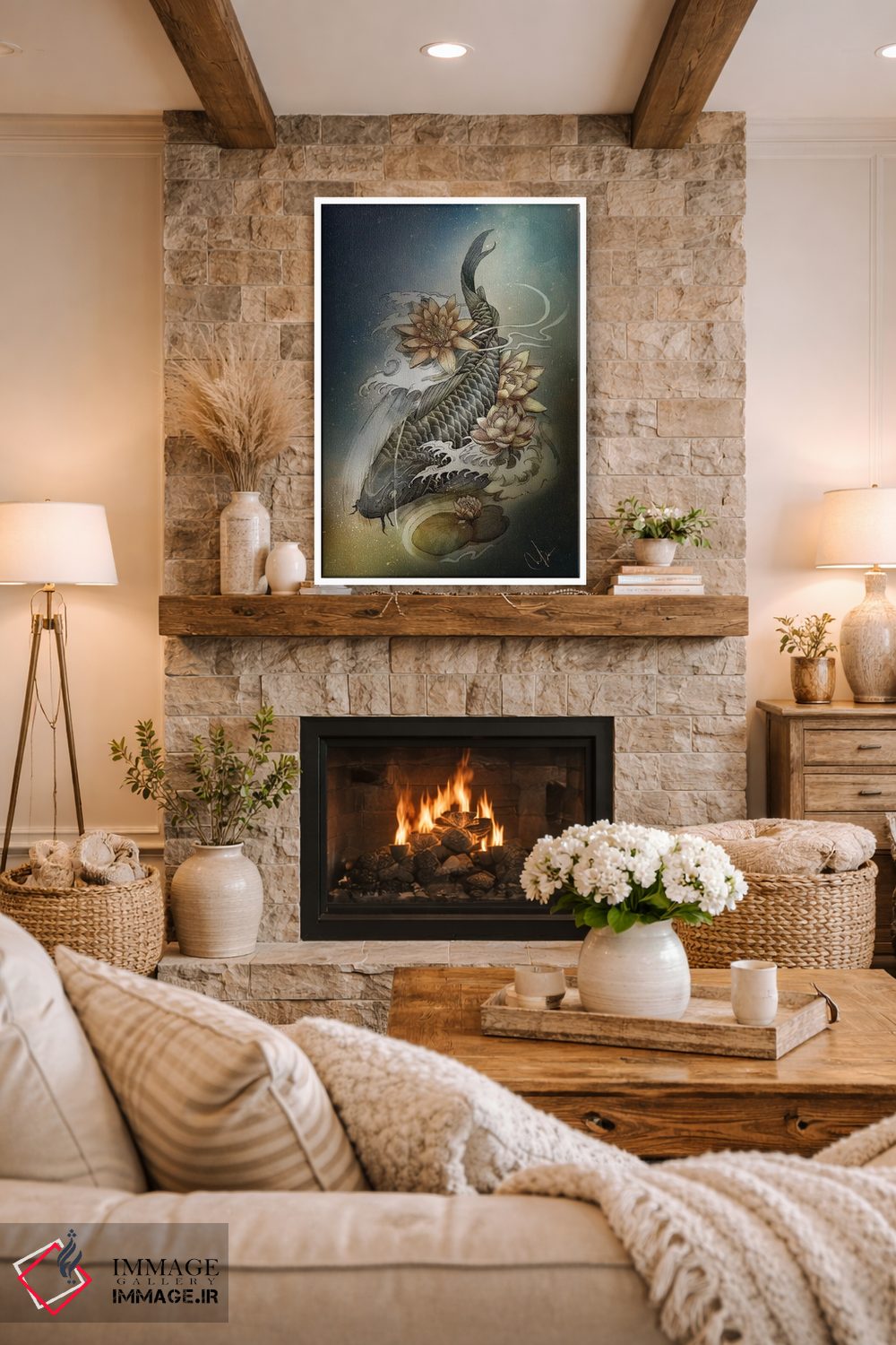 تابلو دکوراتیو کوی و لوتوس اثر مارین لوپ - D1W