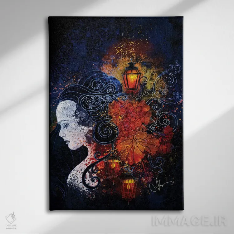 تابلو دکوراتیو چراغ های لیسبون اثر مارین لوپ - نمای روبهرو روی دیوار