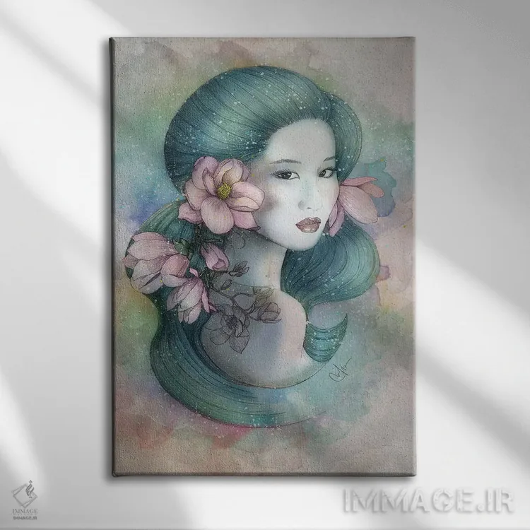 تابلو دکوراتیو ماگنولیاها در غروب اثر مارین لوپ - نمای روبهرو روی دیوار