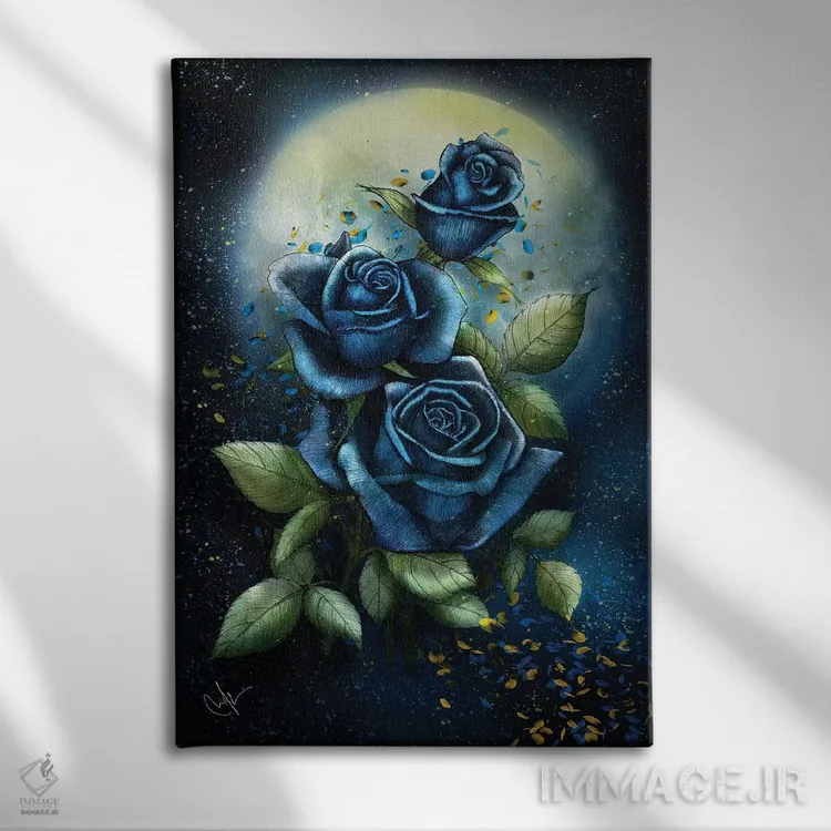 تابلو دکوراتیو رزهای شبانه اثر مارین لوپ - نمای روبهرو روی دیوار