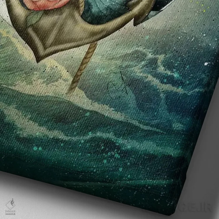 تابلو دکوراتیو هدایت میان موج ها و ستارگان اثر مارین لوپ - نمای نزدیک بافت بوم