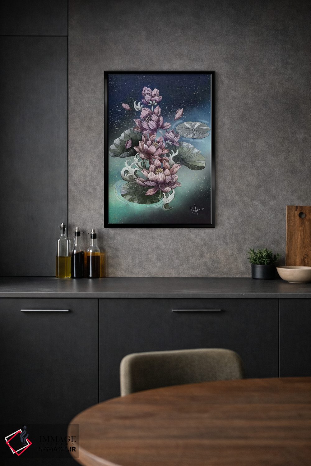 تابلو دکوراتیو گل نیلوفر آبی اثر مارین لوپ - D2B