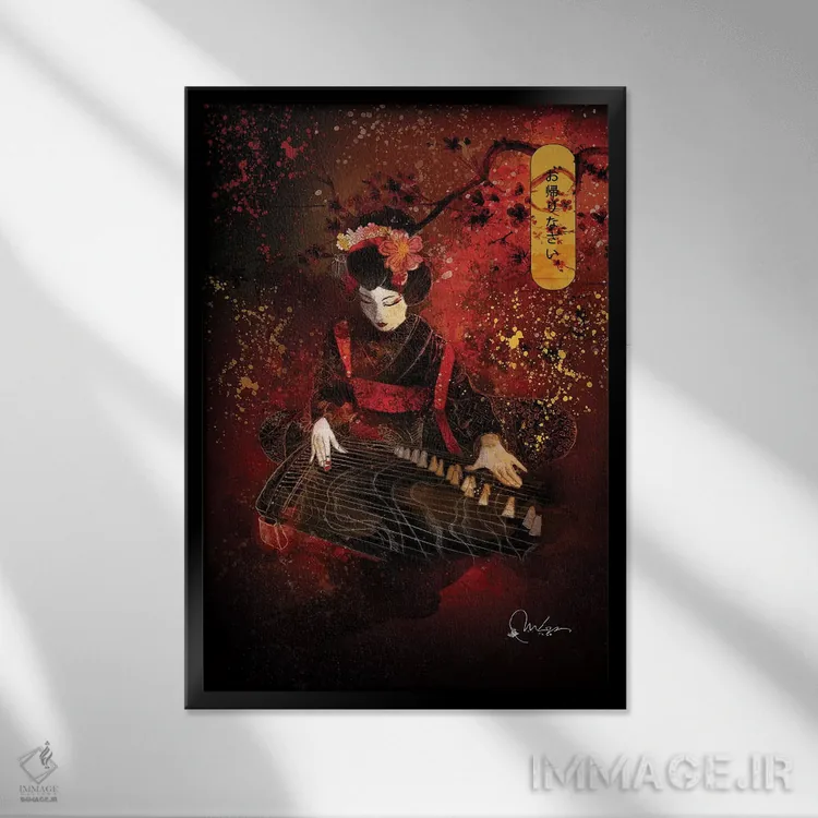 تابلو دکوراتیو اوکایری اثر مارین لوپ - نمای قابدار مشکی