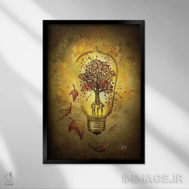 تابلو دکوراتیو نور پاییز اثر مارین لوپ - نمای قابدار مشکی