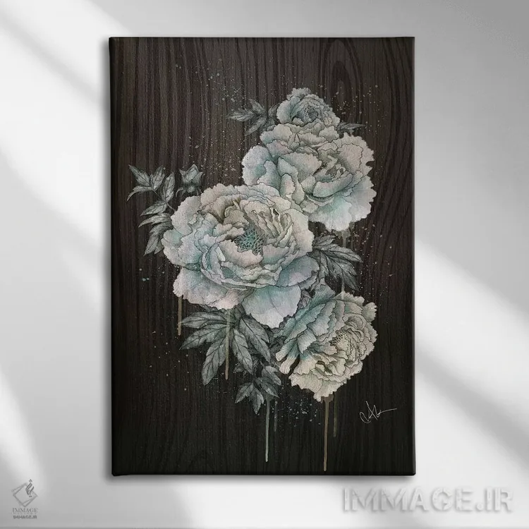 تابلو دکوراتیو جنگل پیونی اثر مارین لوپ - نمای روبهرو روی دیوار