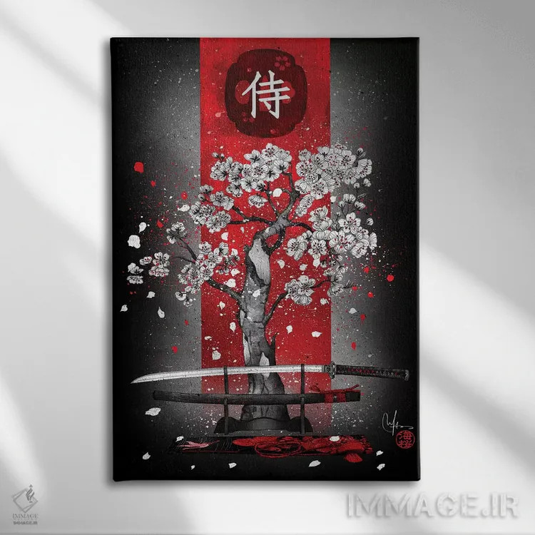 تابلو دکوراتیو سامورایی اثر مارین لوپ - نمای روبهرو روی دیوار