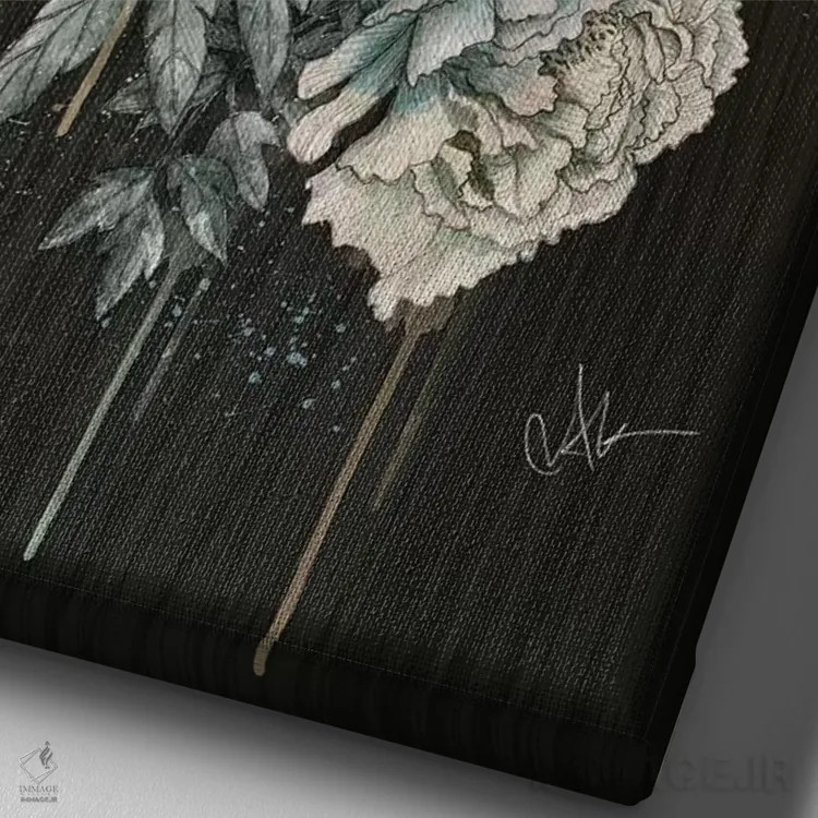 تابلو دکوراتیو جنگل پیونی اثر مارین لوپ - نمای نزدیک بافت بوم