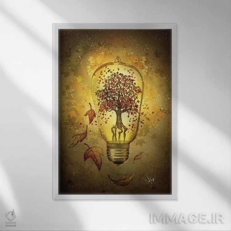 تابلو دکوراتیو نور پاییز اثر مارین لوپ - نمای قابدار سفید