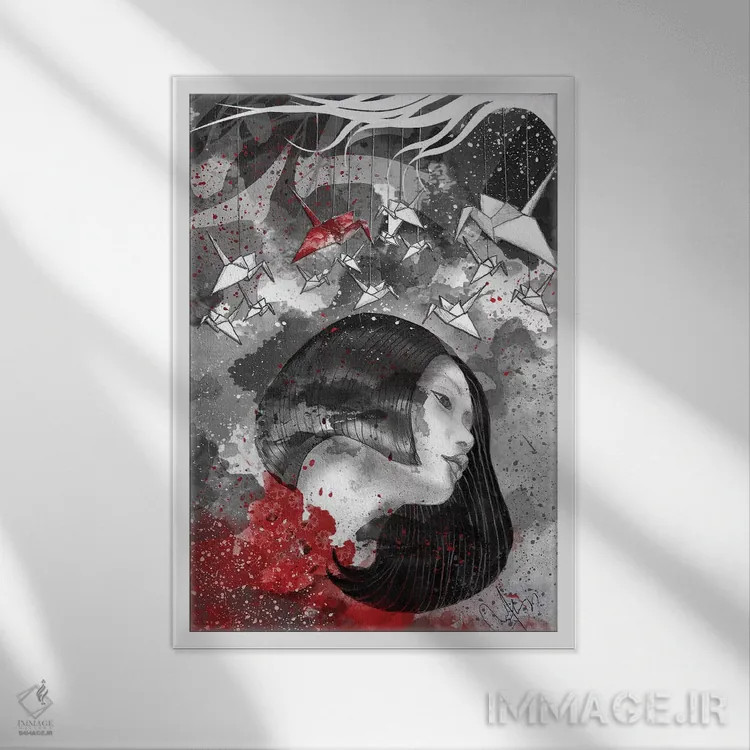 تابلو دکوراتیو روح های کاغذی اثر مارین لوپ - نمای قابدار سفید