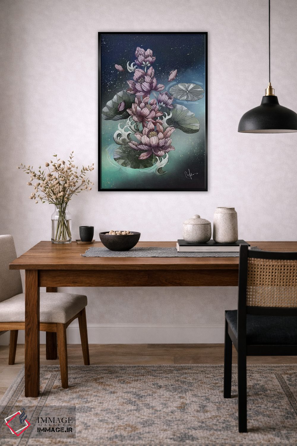 تابلو دکوراتیو گل نیلوفر آبی اثر مارین لوپ - D6B