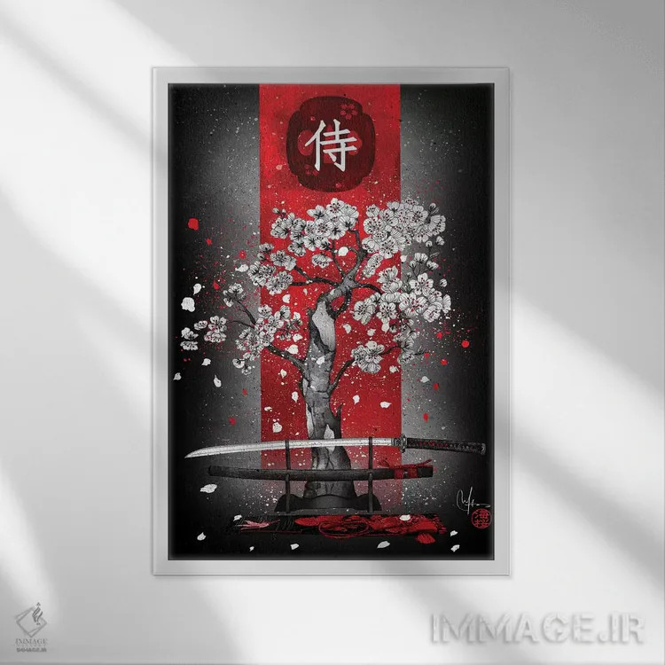 تابلو دکوراتیو سامورایی اثر مارین لوپ - نمای قابدار سفید