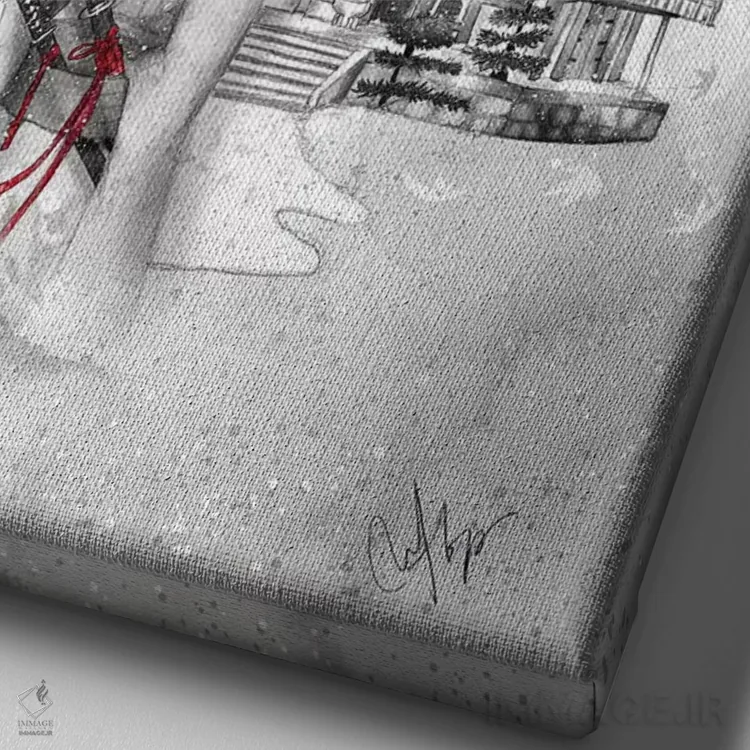 تابلو دکوراتیو راه جنگجو اثر مارین لوپ - نمای نزدیک بافت بوم