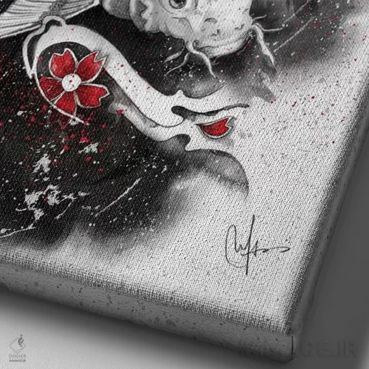 تابلو دکوراتیو کوی سفید اثر مارین لوپ - نمای نزدیک بافت بوم