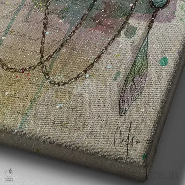 تابلو دکوراتیو زمان می گذرد اثر مارین لوپ - نمای نزدیک بافت بوم