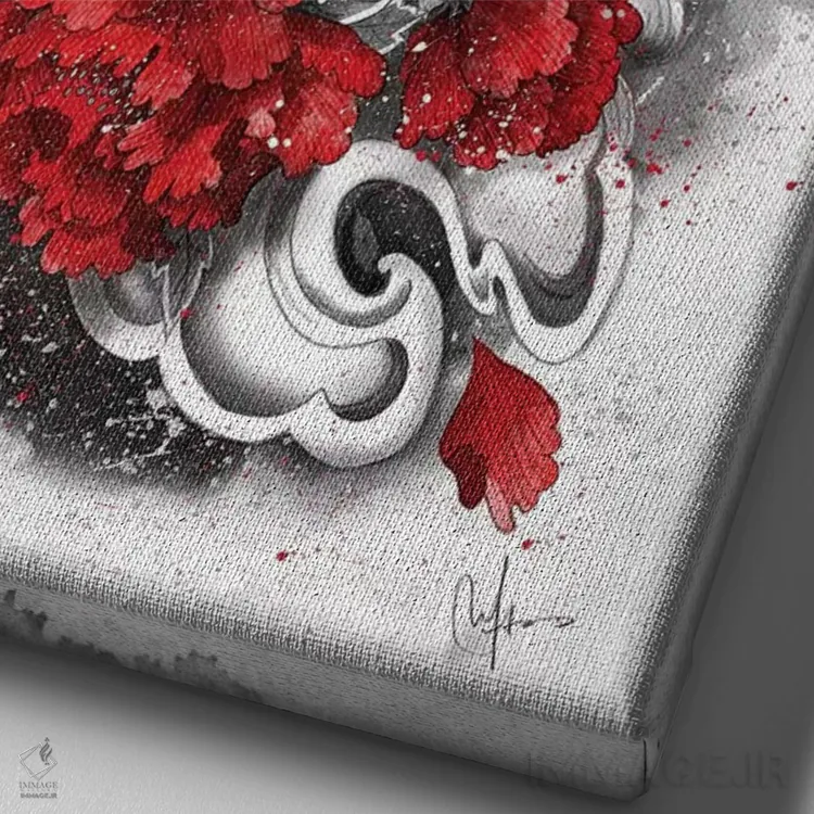 تابلو دکوراتیو ببر سفید اثر مارین لوپ - نمای نزدیک بافت بوم