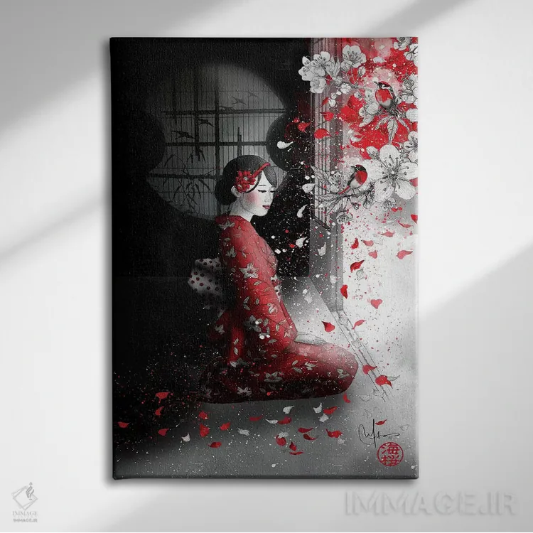 تابلو دکوراتیو شعر پرندگان اثر مارین لوپ - نمای روبهرو روی دیوار