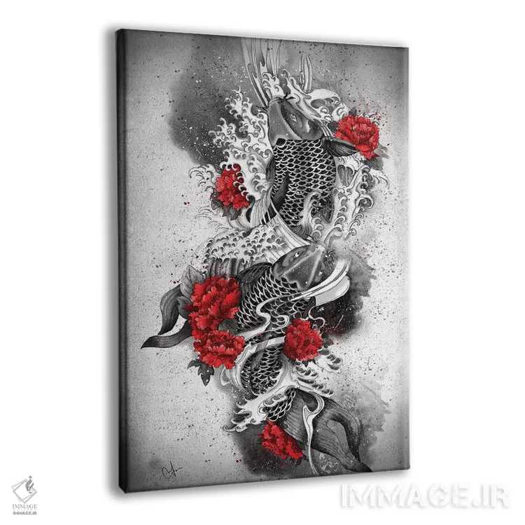 تابلو دکوراتیو دو ماهی کوی اثر مارین لوپ - نمای پرسپکتیو محصول