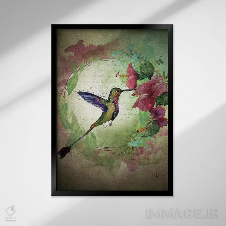 تابلو دکوراتیو اتفاق خوش آنی اثر مارین لوپ - نمای قابدار مشکی