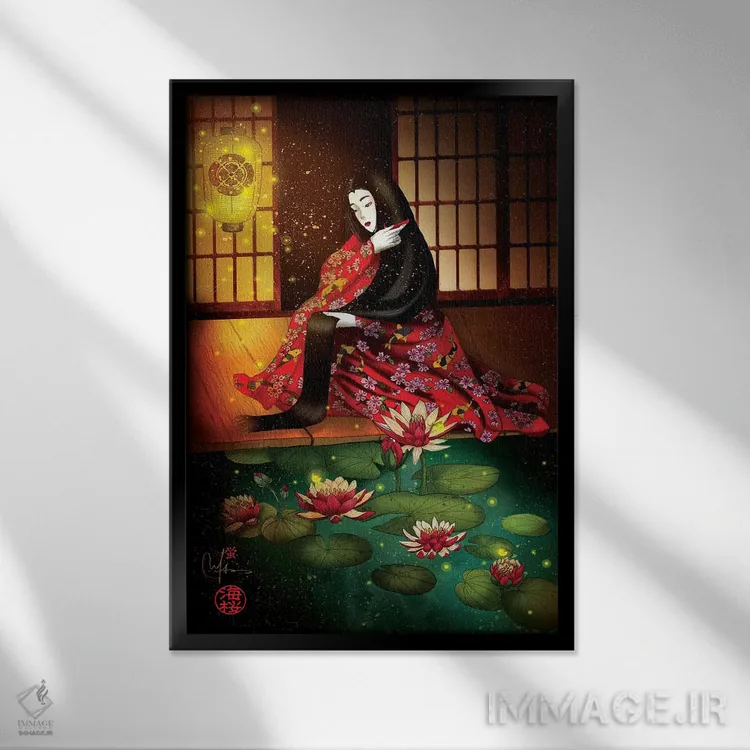 تابلو دکوراتیو هوتارو اثر مارین لوپ - نمای قابدار مشکی