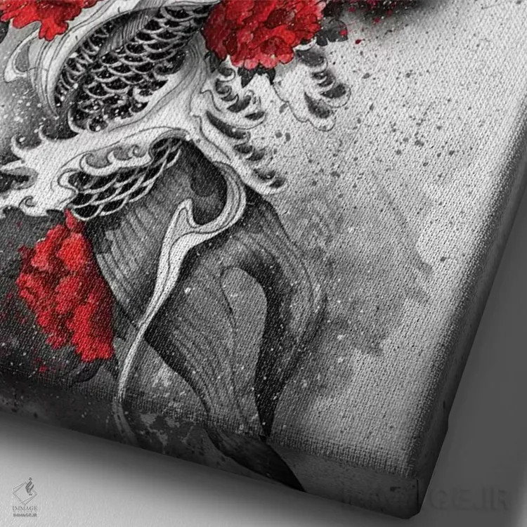 تابلو دکوراتیو دو ماهی کوی اثر مارین لوپ - نمای نزدیک بافت بوم