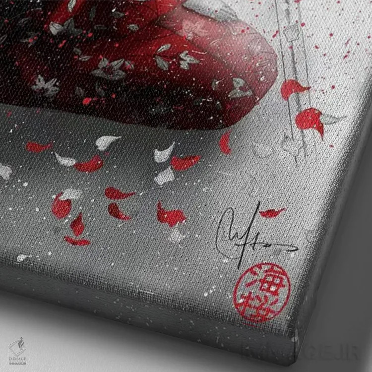 تابلو دکوراتیو شعر پرندگان اثر مارین لوپ - نمای نزدیک بافت بوم