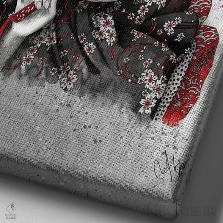 تابلو دکوراتیو زیر گل ها اثر مارین لوپ - نمای نزدیک بافت بوم