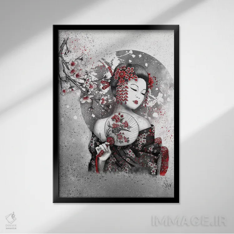 تابلو دکوراتیو زیر گل ها اثر مارین لوپ - نمای قابدار مشکی