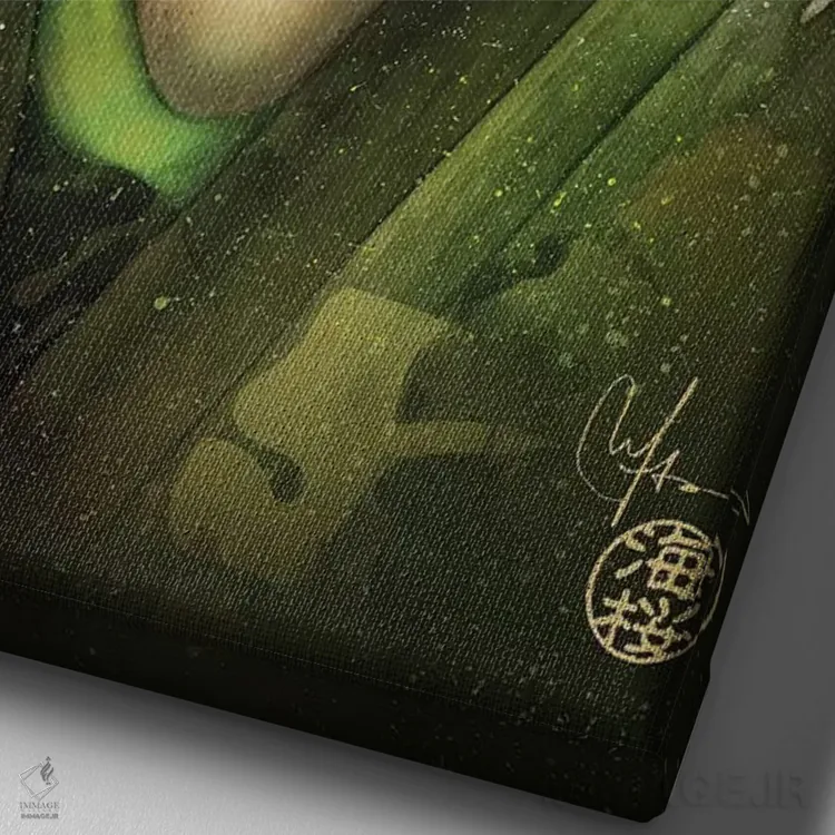 تابلو دکوراتیو قورباغه اثر مارین لوپ - نمای نزدیک بافت بوم