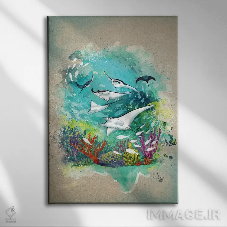 تابلو دکوراتیو زیر دریا اثر مارین لوپ - نمای روبهرو روی دیوار