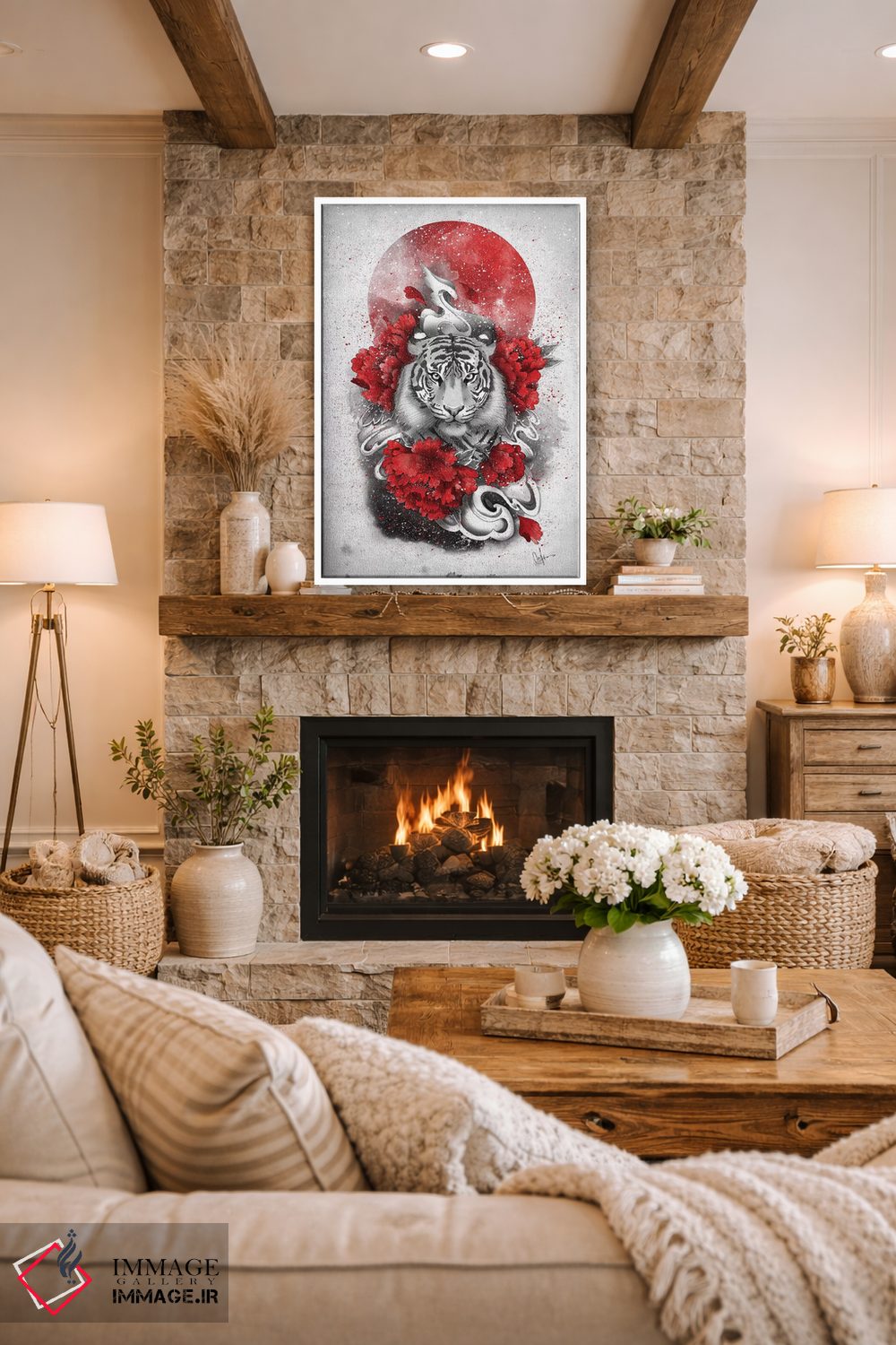 تابلو دکوراتیو ببر سفید اثر مارین لوپ - D1W